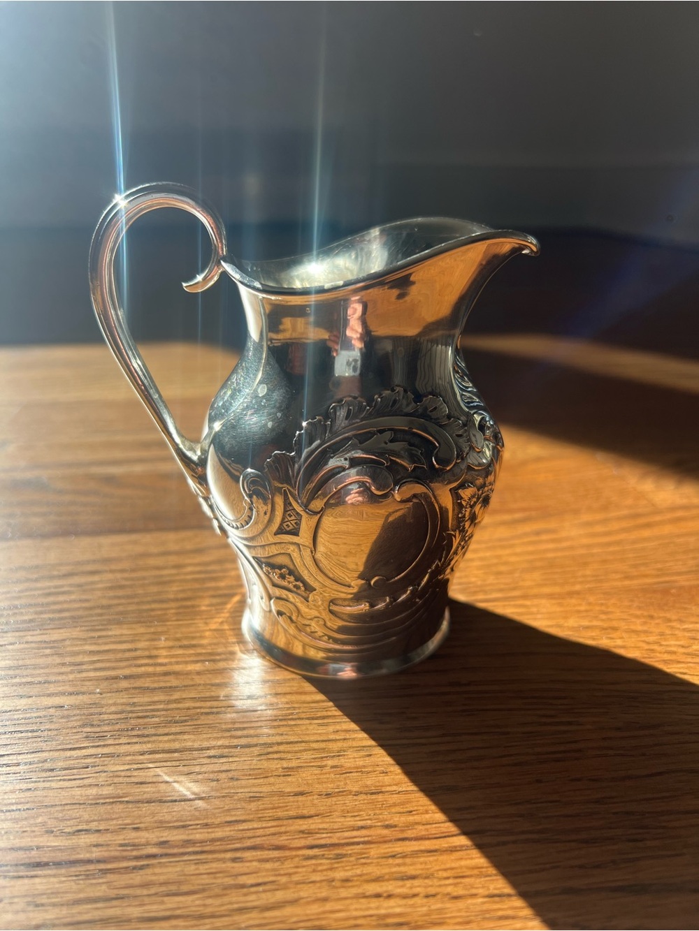 Vintage-Style Silver Plated Creamer Pitcher - Elegant Floral Motif